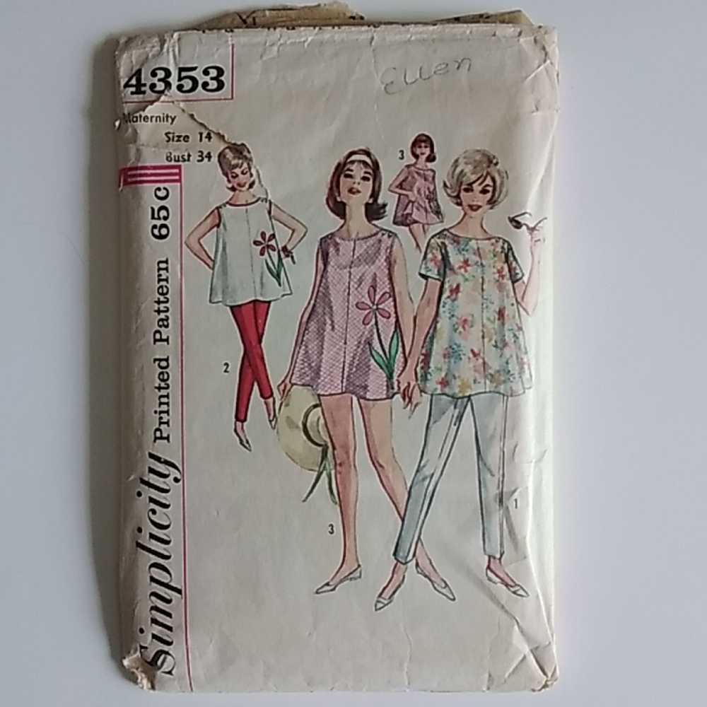 Simplicity #4353 Vintage 1960's Pants Top Mini Dress & Panties Maternity Pattern